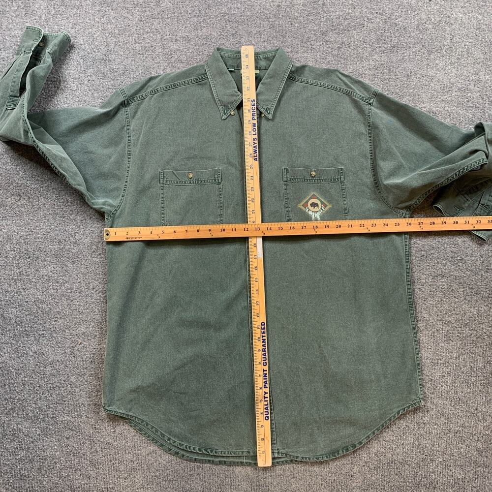Vintage Coldwater Creek Shirt Mens 2XL XXL Green Washed Workwear Native American - Picture 5 of 9
